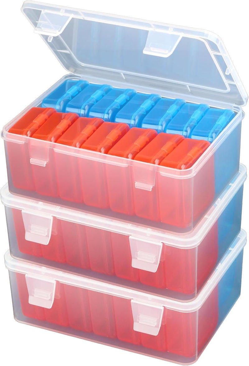 Mathtoxyz Small Bead Organizers(Red, Blue), 45 Pieces Plastic Storage Cases Mini Clear Bead Storage Containers Transparent Boxes with Hinged Lid and Rectangle Clear Craft Supply Case - Image 1